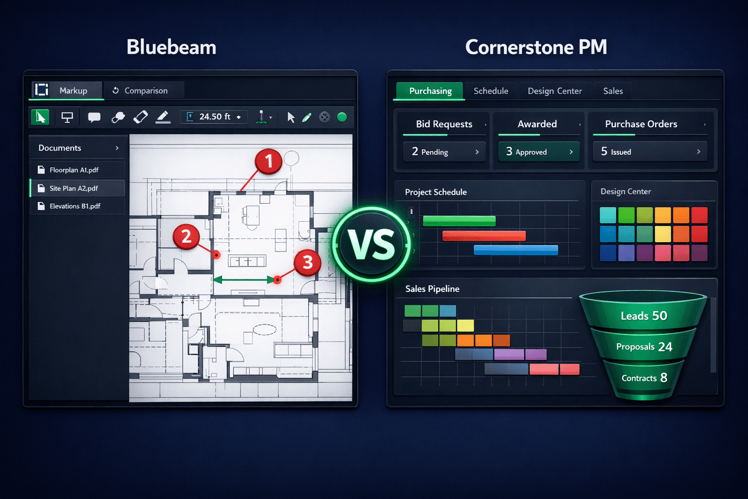 Bluebeam vs home builder software workflow comparison