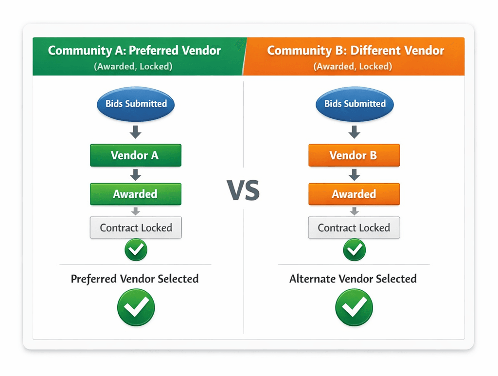 Vendor bid management construction software — community-assigned bid awards for home builders