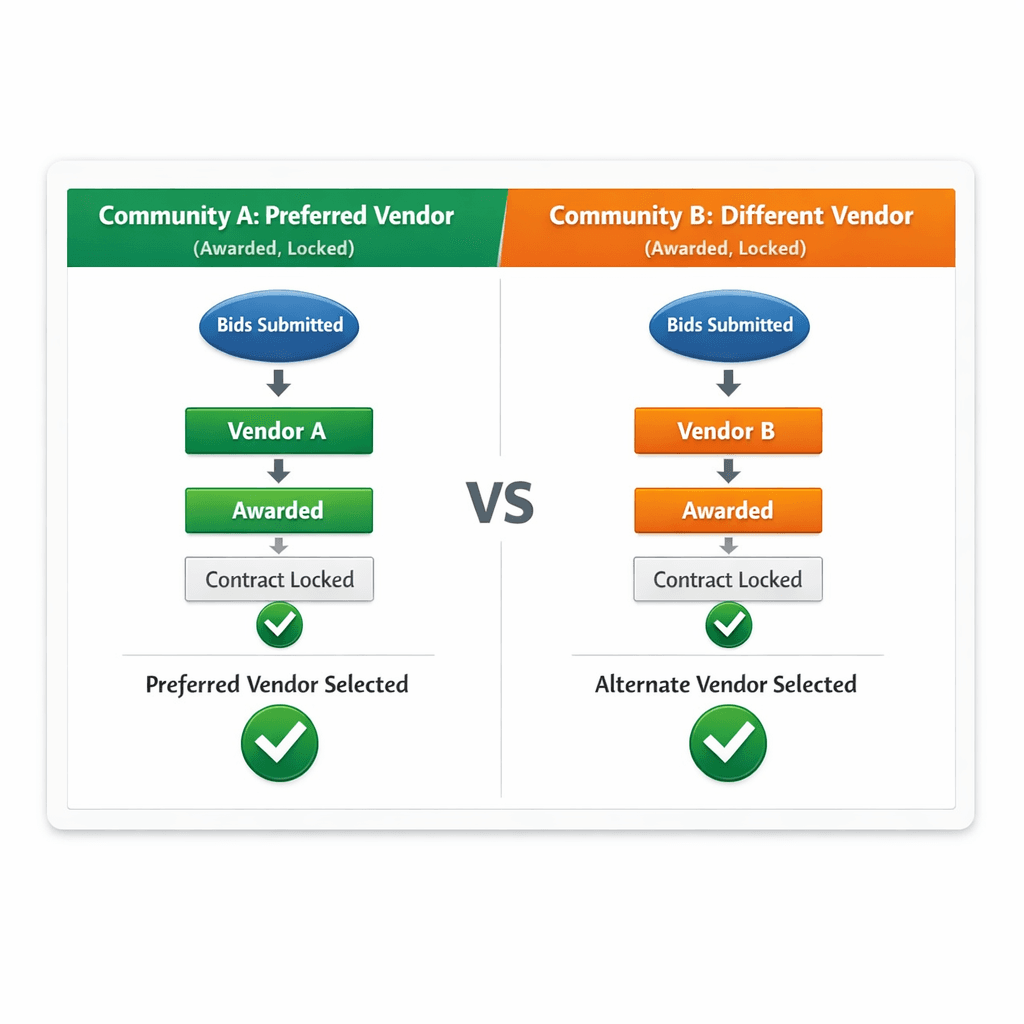 Vendor bid management construction software — community-assigned bid awards for home builders