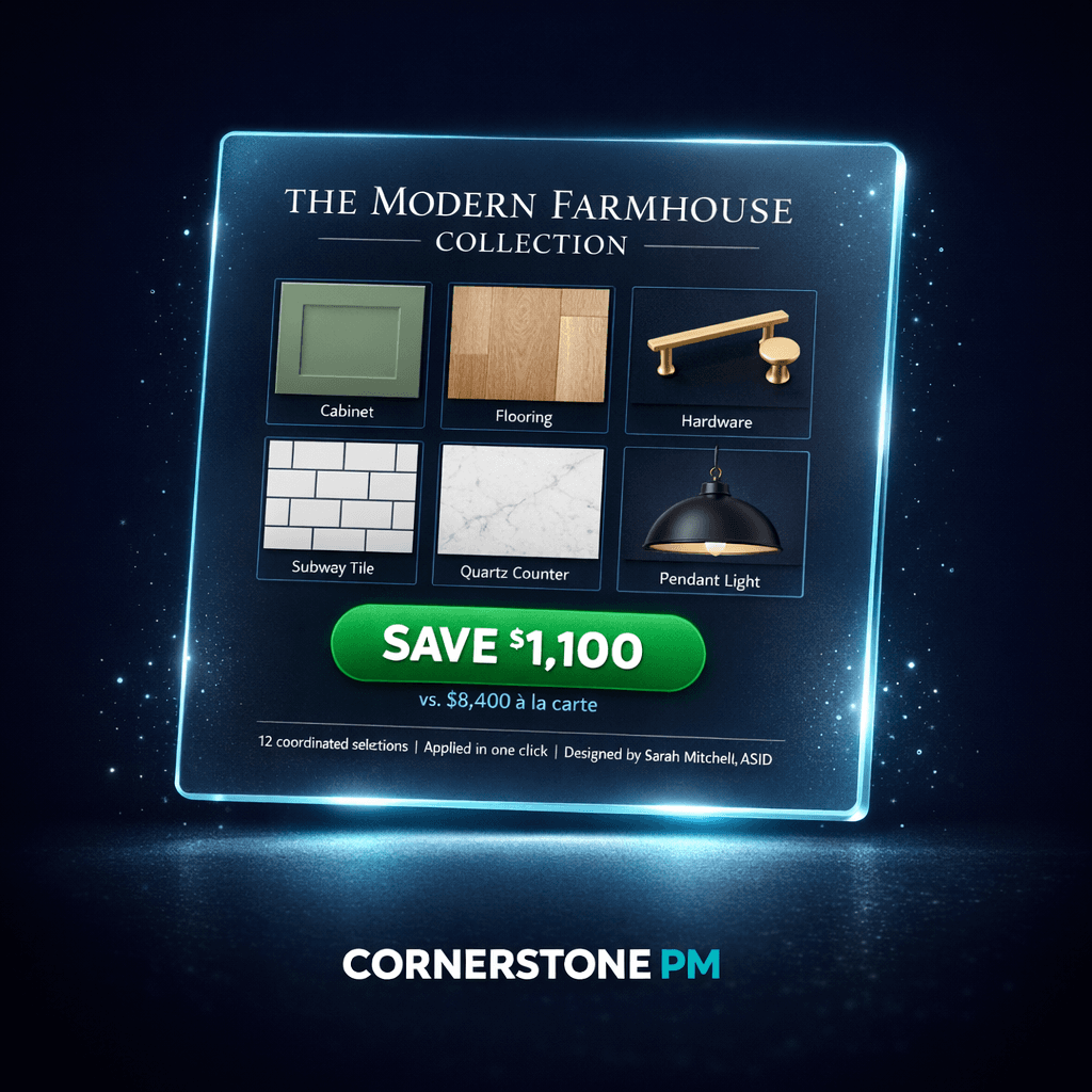 Home builder design center software showing structured options and selections