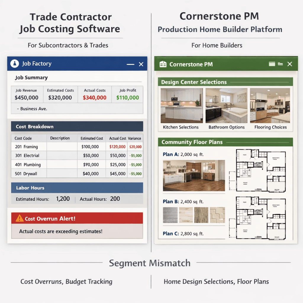 Knowify alternative for home builders compared to Cornerstone PM production builder platform with design center