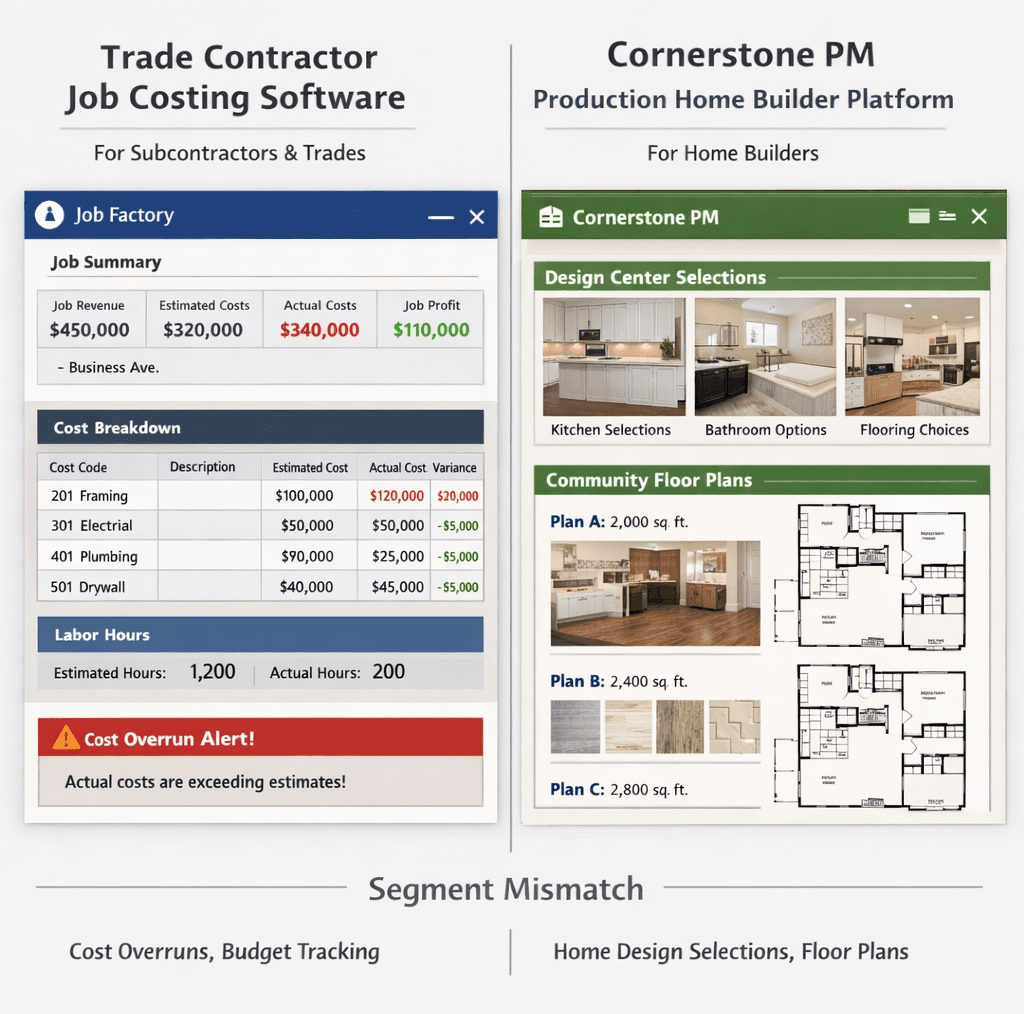 Knowify alternative for home builders compared to Cornerstone PM production builder platform with design center