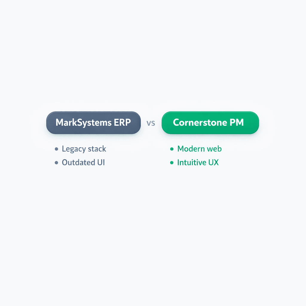 MarkSystems alternative — Cornerstone PM production builder software comparison