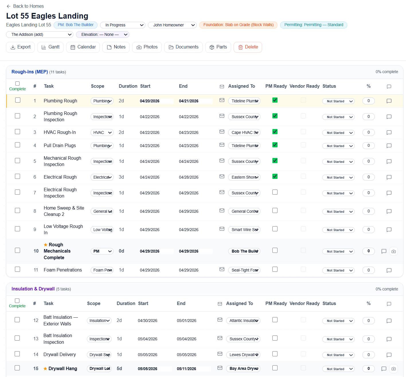 Construction Scheduling screenshot